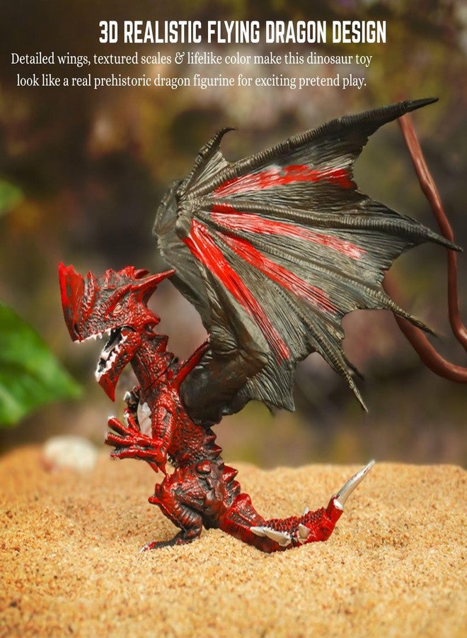 Mallexo 3D Realistic Flying Dragon Toy for Kids 3+ | 1PCS Dino Prehistoric Dragons Toys Action Dinosaur Figure Playset for Boys and Girls Birthday Gift for Children Education & Decor Item (Red) - Image 5